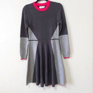 Eliza J Sweater Dress Size Small A-line Long Sleeve Colorblock  Knit Stretch Mid